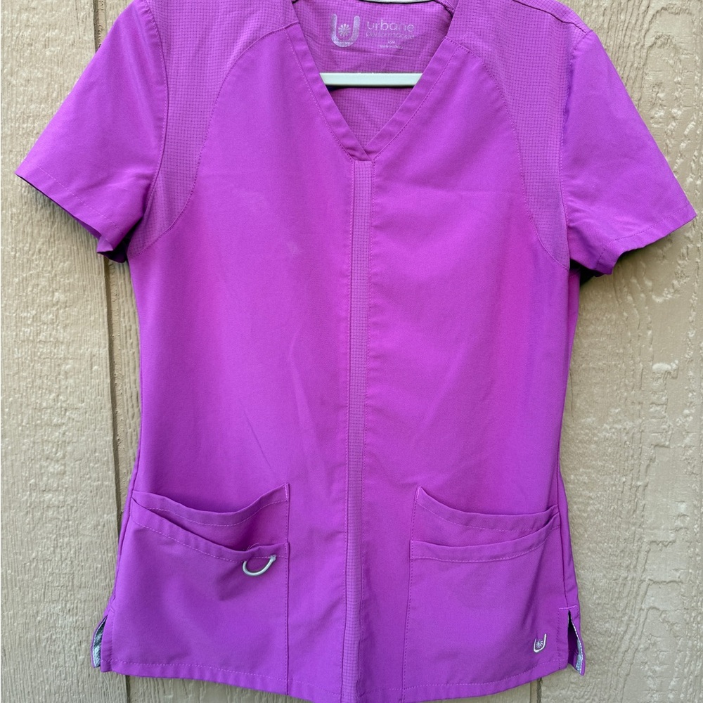 Urbane Performance Women's XS Purple Medical Scrub Top Utility Pockets